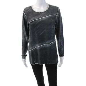 Designer Womens Bamboo Soft Long Sleeve Pullover Knit Sweater Gray Size M